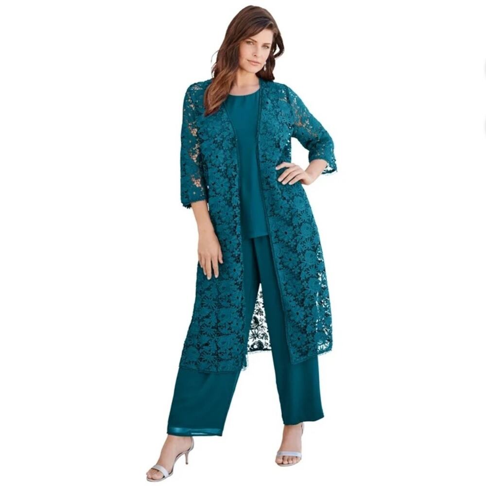 New ROAMAN’S (3 Piece Set) Lace Duster Pant Set Women's Plus SIZE 16W